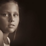 Black and white portrait of a girl